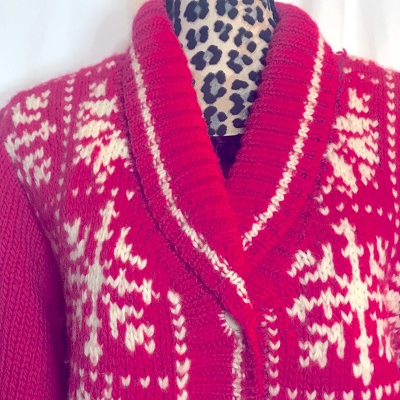 Vintage thick 80s sweater thick warm hot pink boho grammacore grandpa cardigan - Picture 3 of 11
